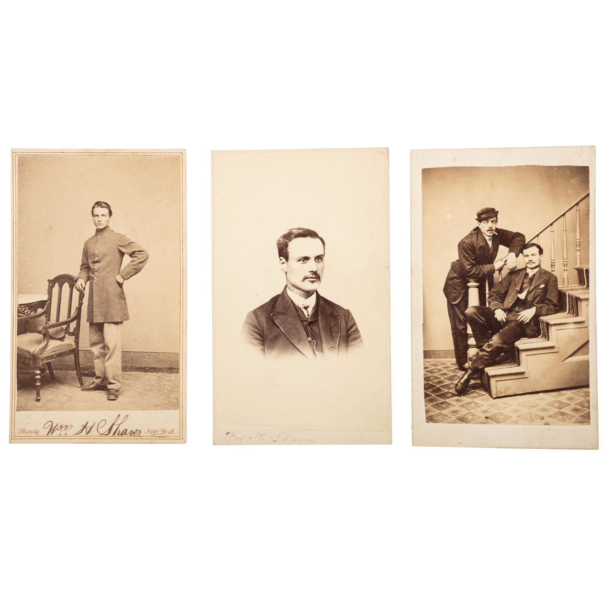 A group of items identified to Private William H. Shaver, Battery M, 2nd Pennsylvania Heavy Artillery, highlighted by war-date tintypes, CDVs, and army mess gear.