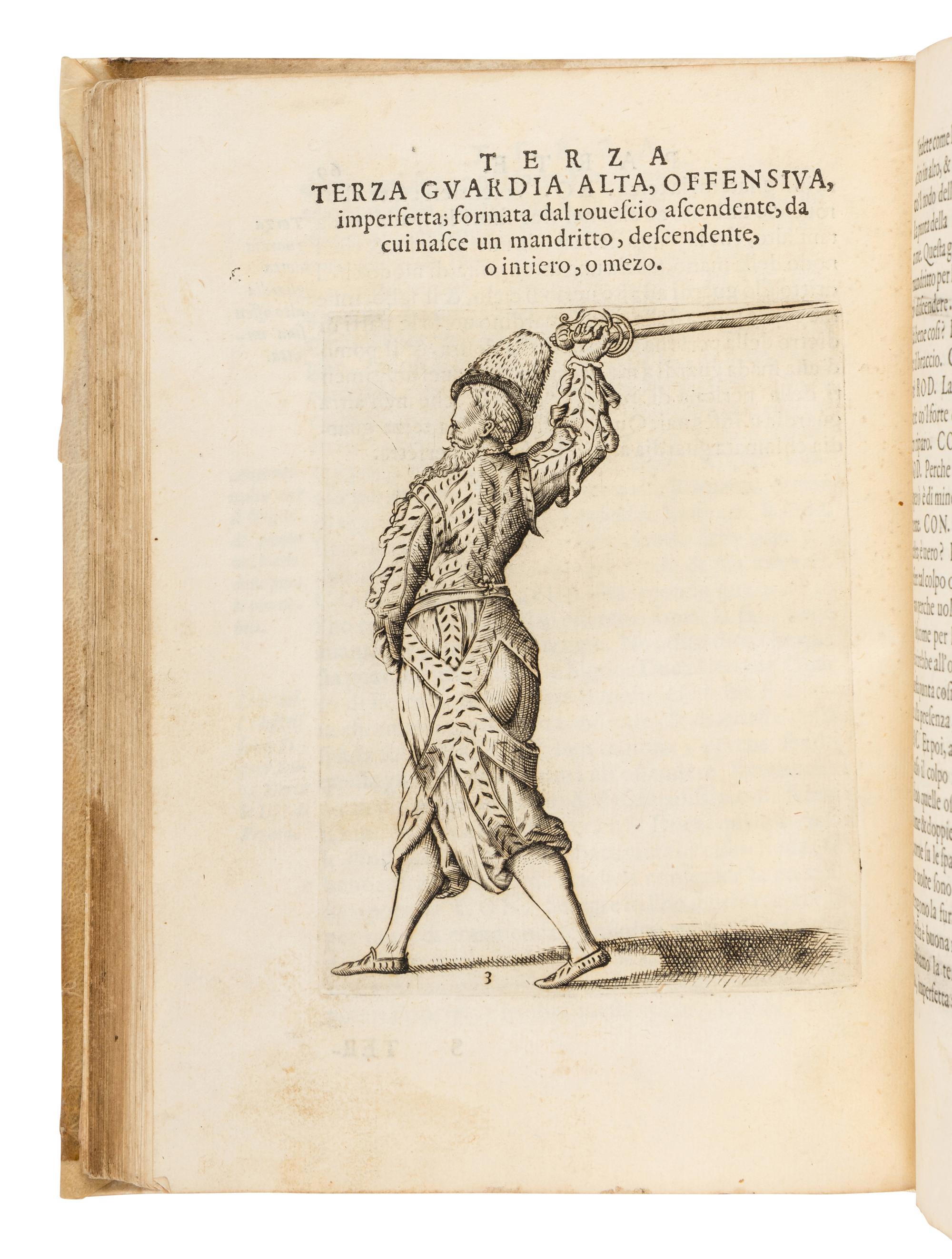 VIZANI, Angelo (d. 1552). Trattato Dello Schermo...Nel Quale Discorre Intorno all' Eccellenza Dell'Armi et Delle Lettere: Intorno all' Offesa et Difesa . Bologna: Gio. Rossi, 1588.