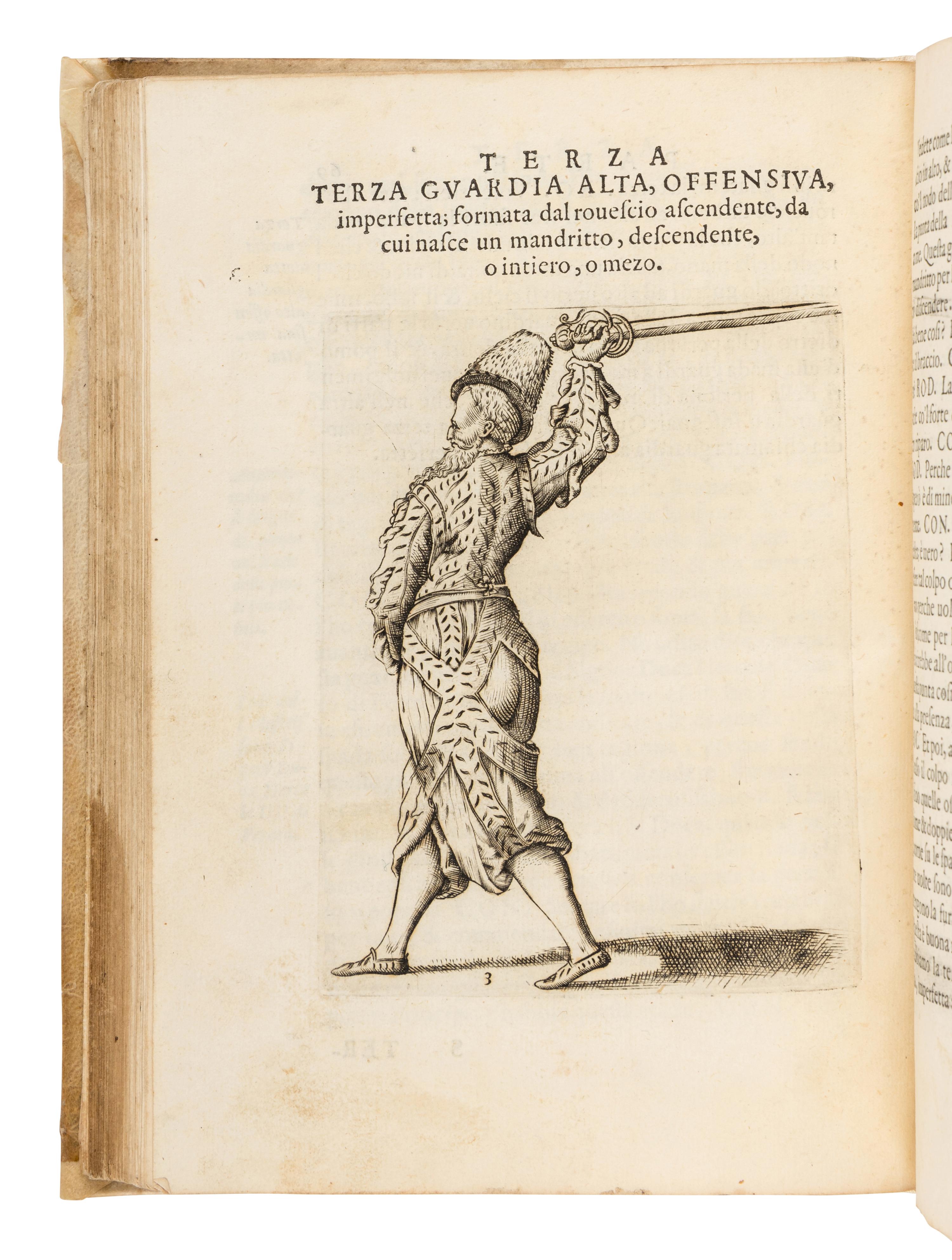 VIZANI, Angelo (d. 1552). Trattato Dello Schermo...Nel Quale Discorre Intorno all' Eccellenza Dell'Armi et Delle Lettere: Intorno all' Offesa et Difesa . Bologna: Gio. Rossi, 1588.