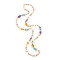 Amethyst, Citrine, Blue Topaz, and Yellow Gold Necklace