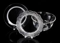 A Group of Glass Table Articles Diameter of bowl 8 inches.