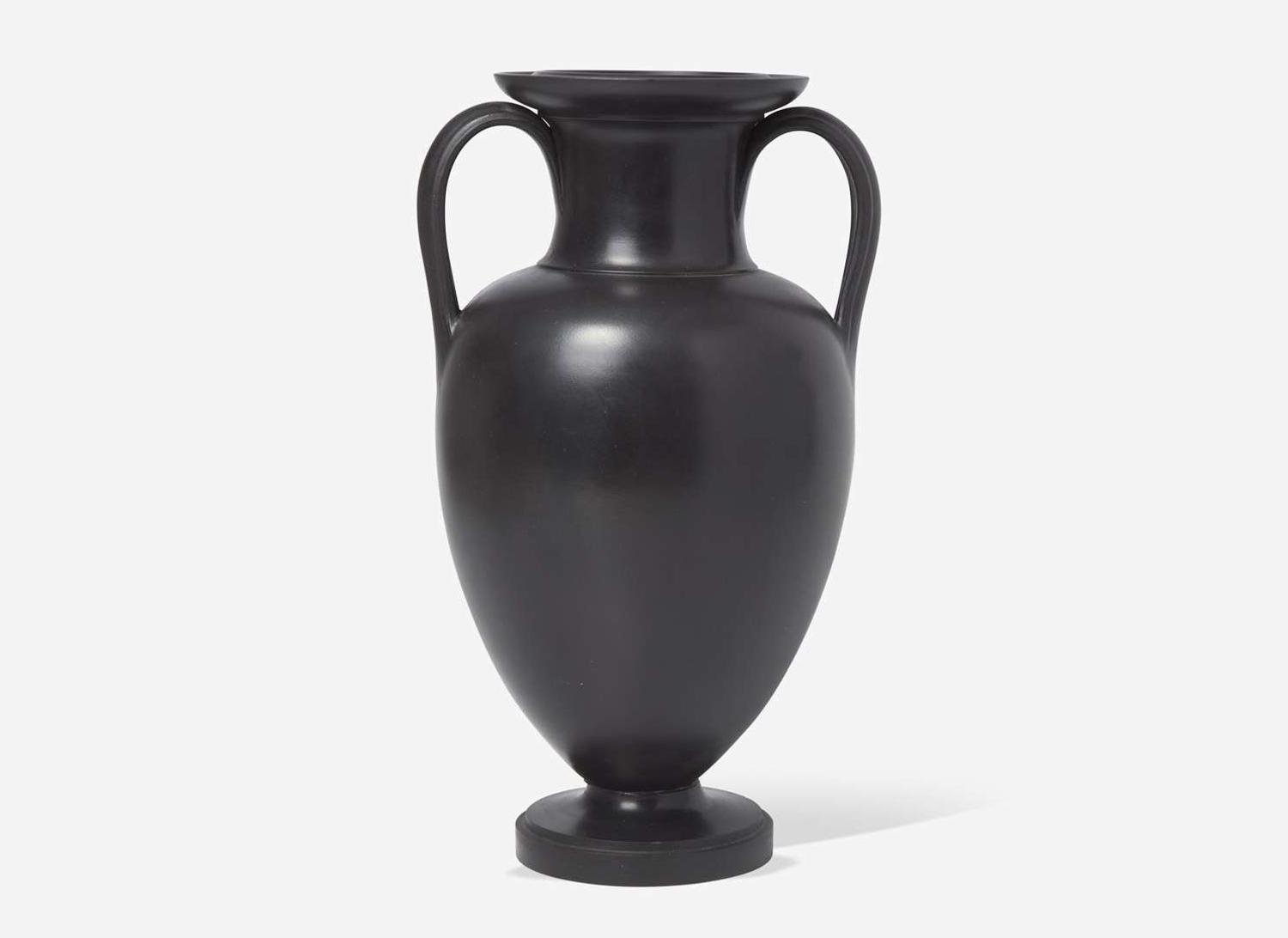A Large Wedgwood Black Basalt Handled Vase, UK, early 19th century
