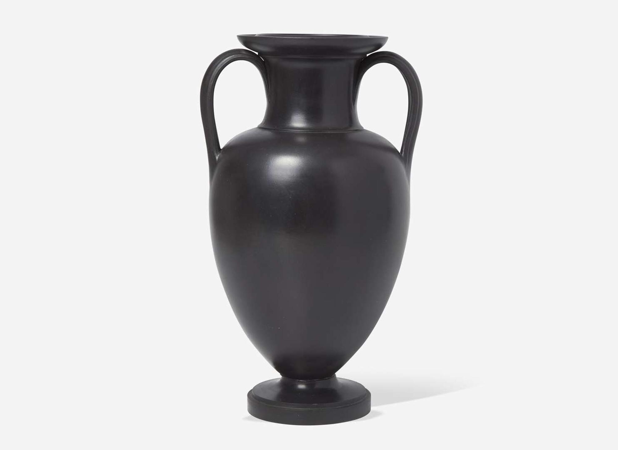 A Large Wedgwood Black Basalt Handled Vase, UK, early 19th century