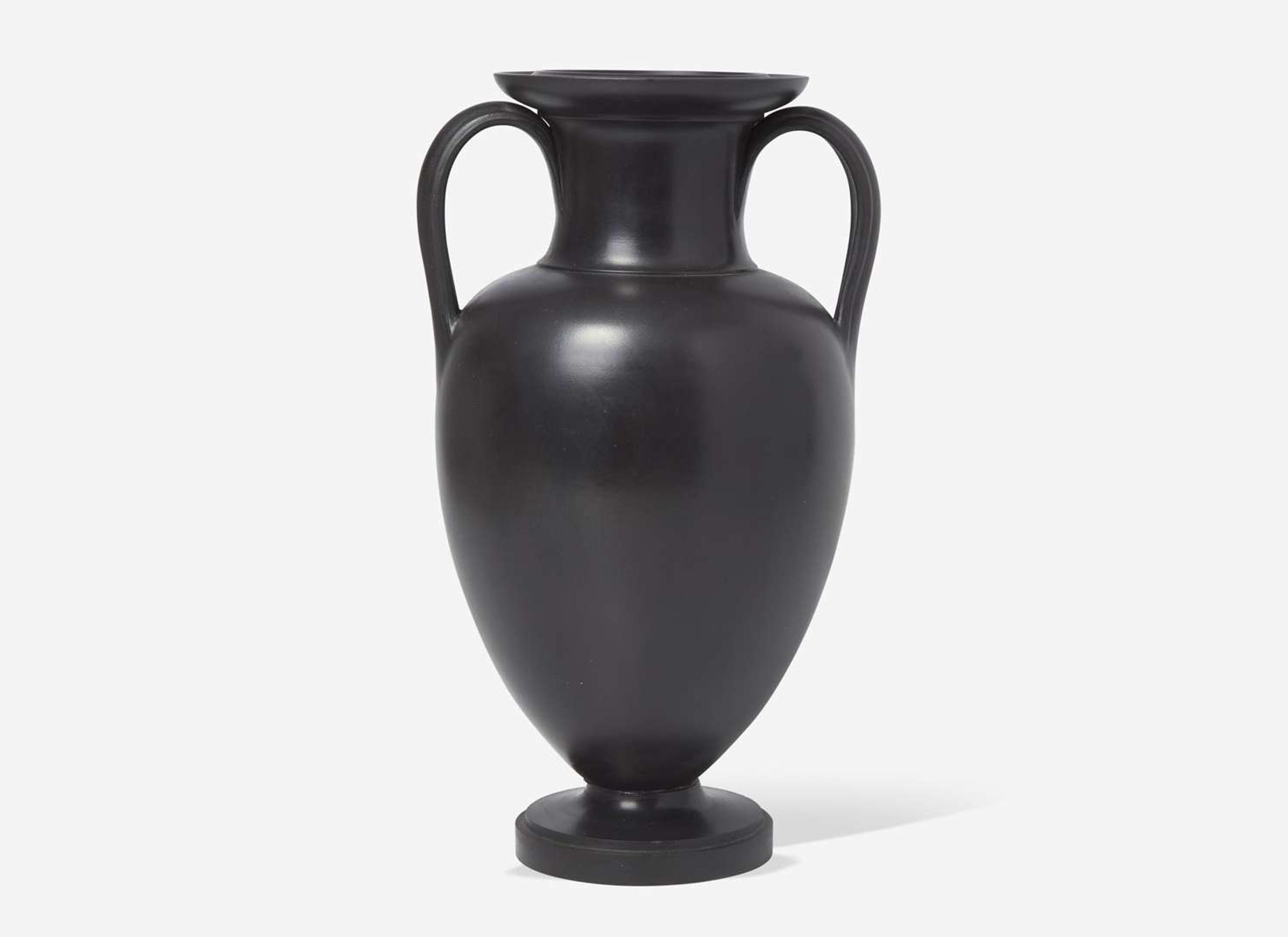 A Large Wedgwood Black Basalt Handled Vase, UK, early 19th century