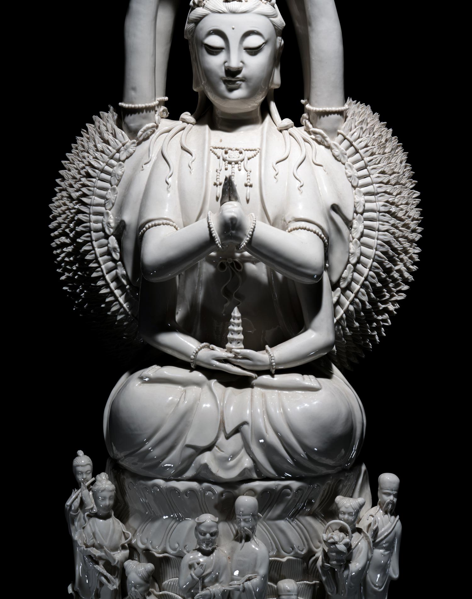 A Chinese Blanc-de-Chine Porcelain Figure of Guanyin