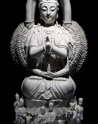 A Chinese Blanc-de-Chine Porcelain Figure of Guanyin