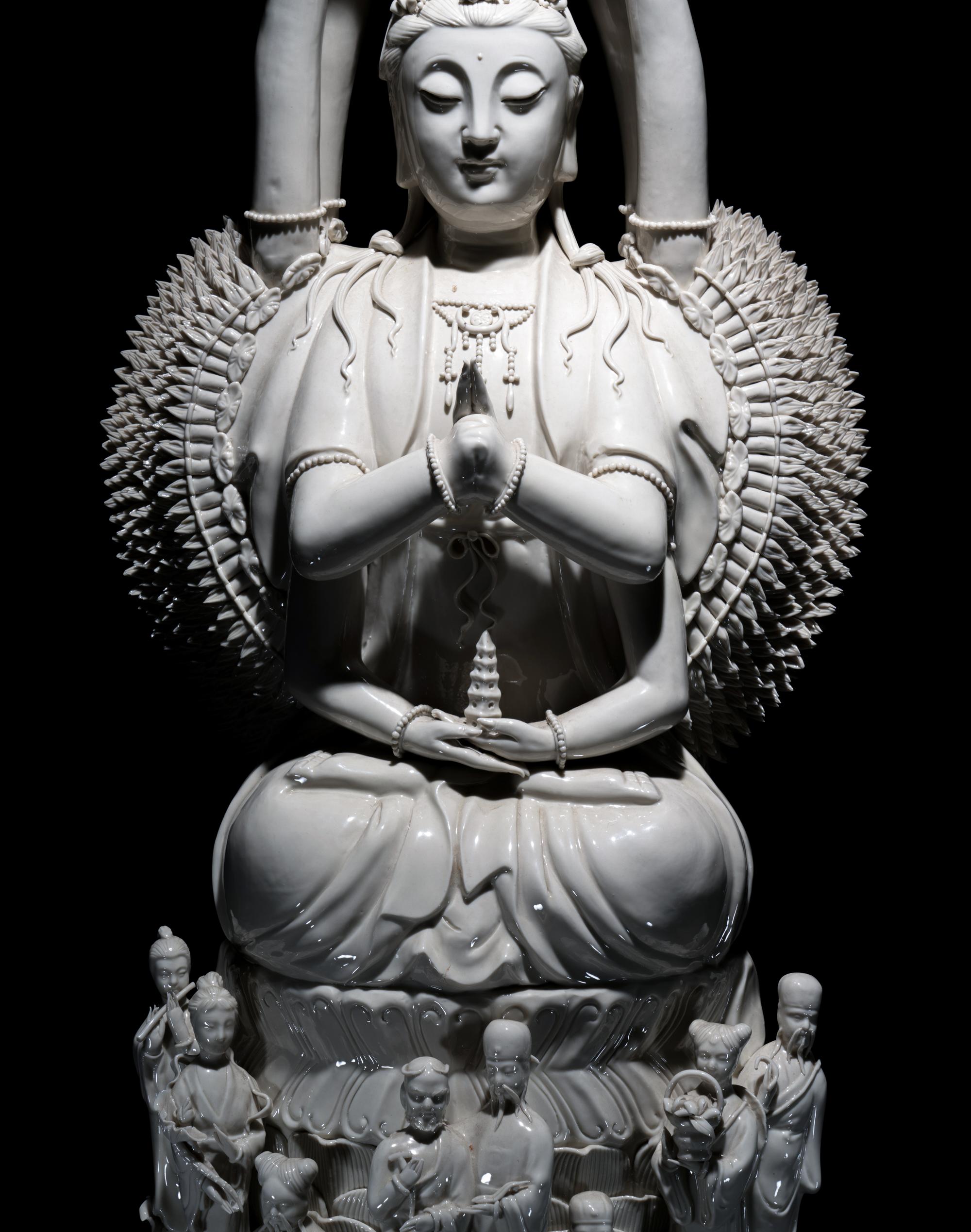 A Chinese Blanc-de-Chine Porcelain Figure of Guanyin