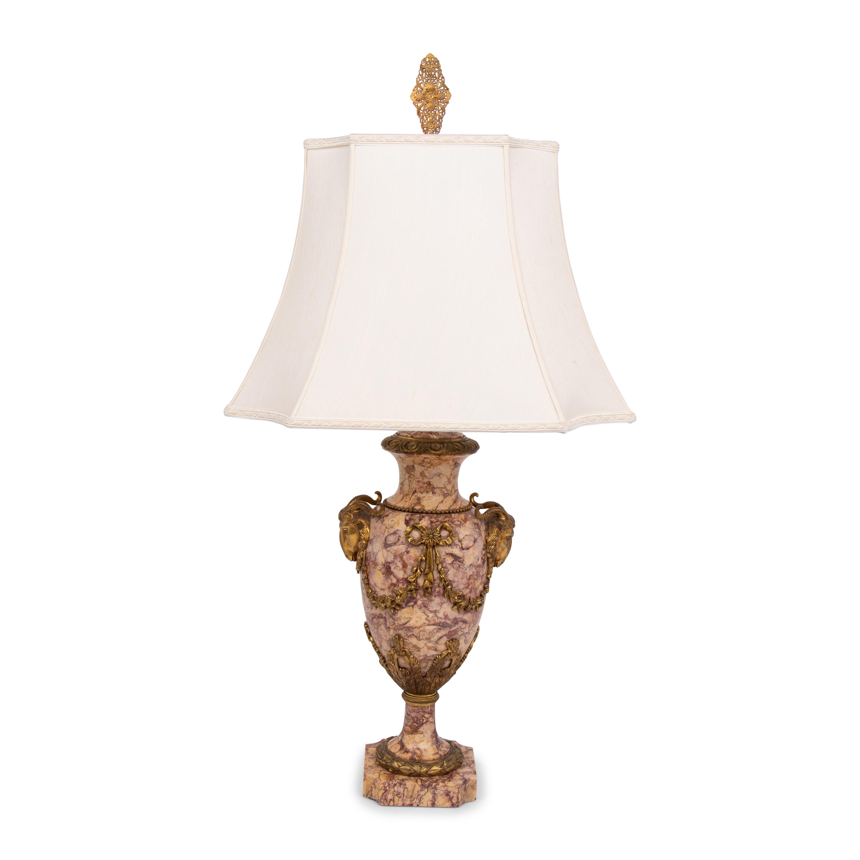 A Louis XVI Style Gilt-Bronze Mounted Marble Urn