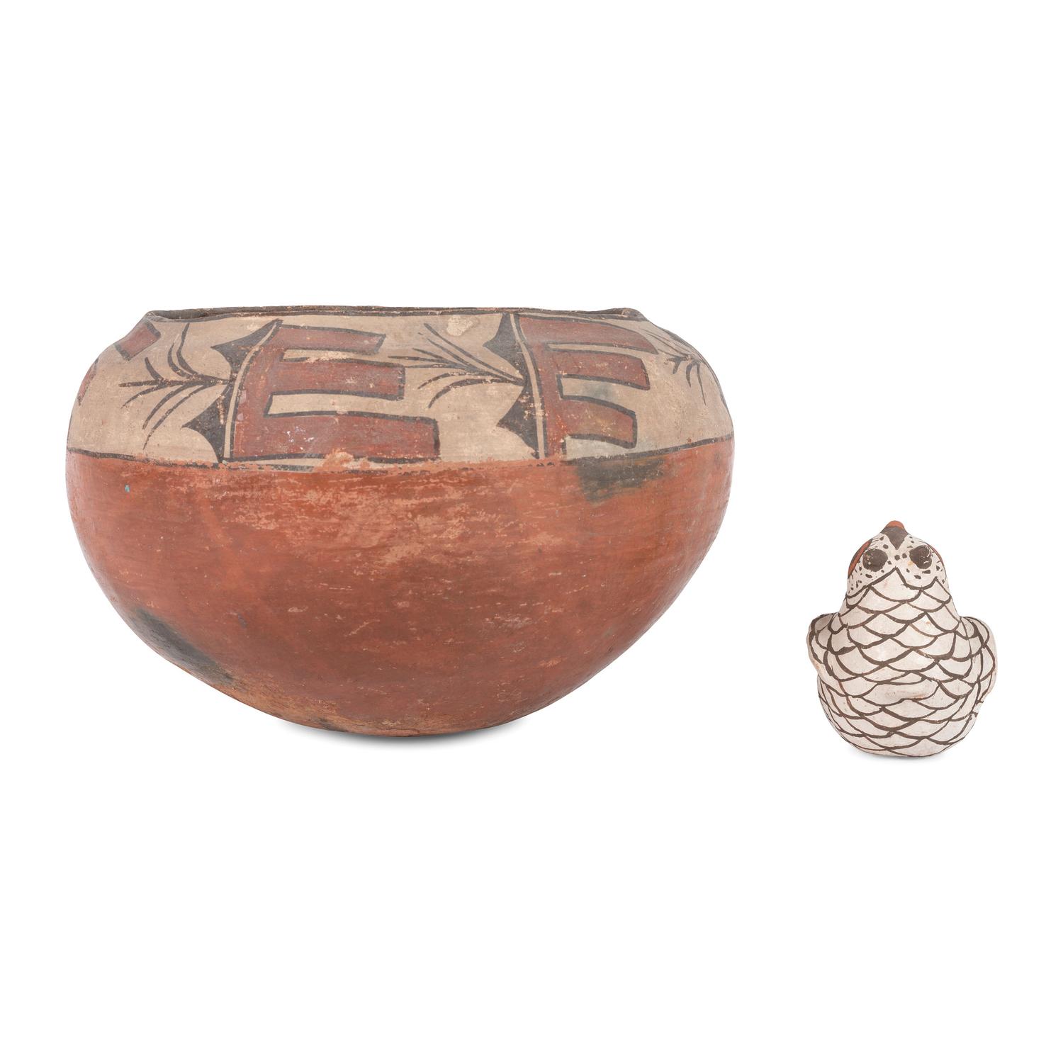 Zuni Owl and Zia Bowl