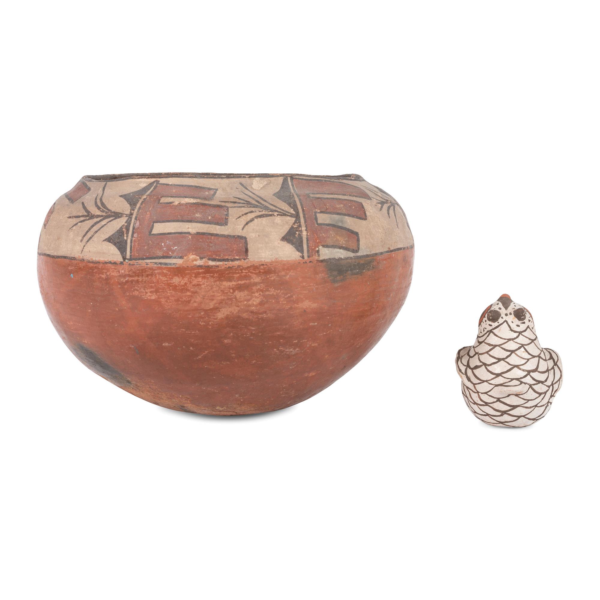 Zuni Owl and Zia Bowl