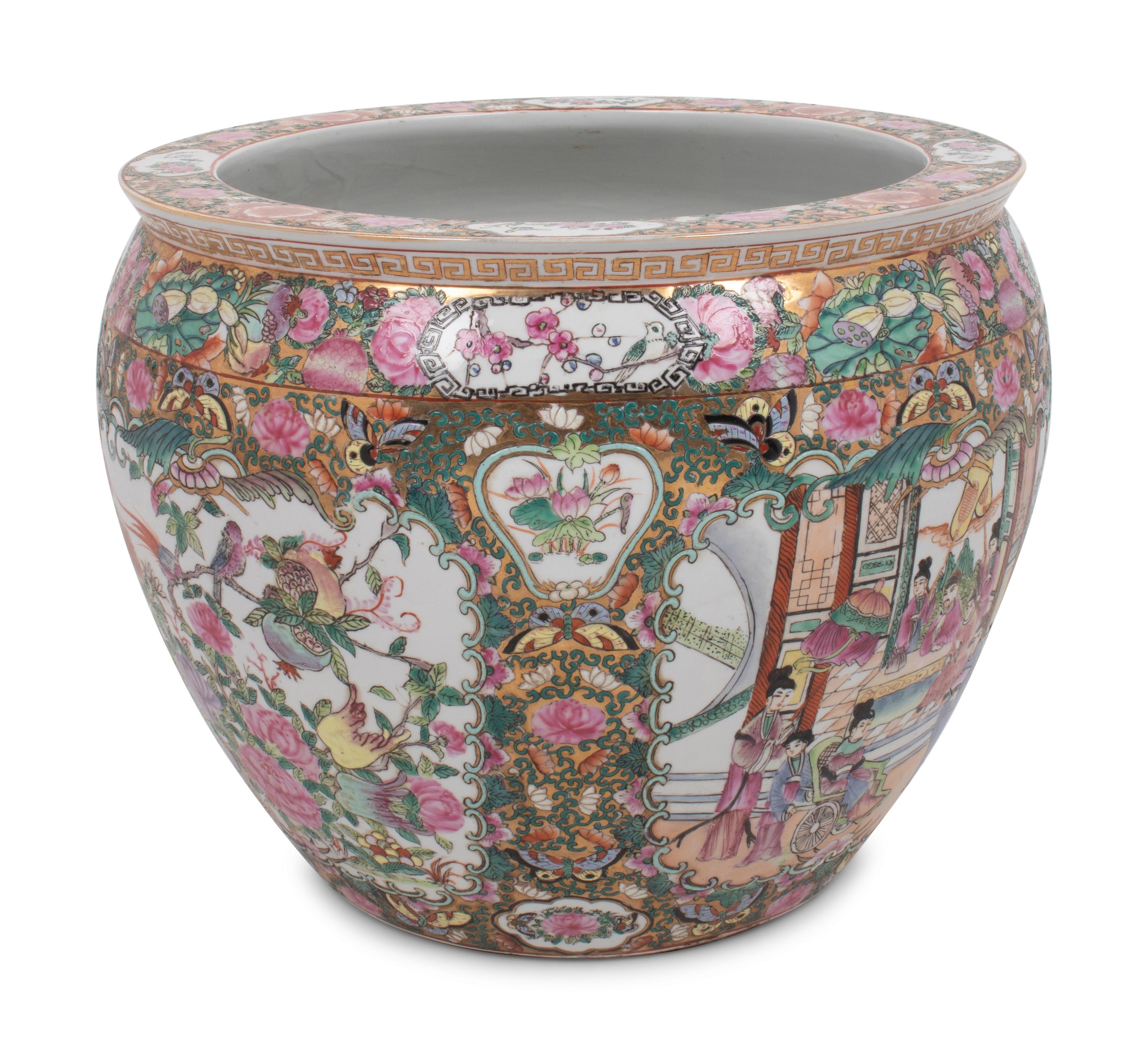 A Rose Medallion Porcelain Jardinière