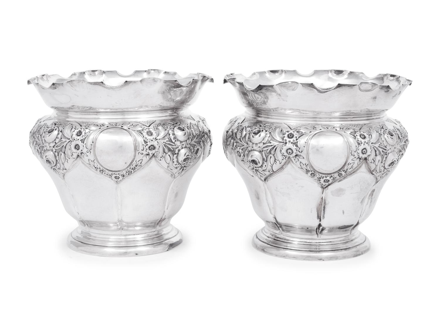A Pair of Edwardian Silver Jardinieres