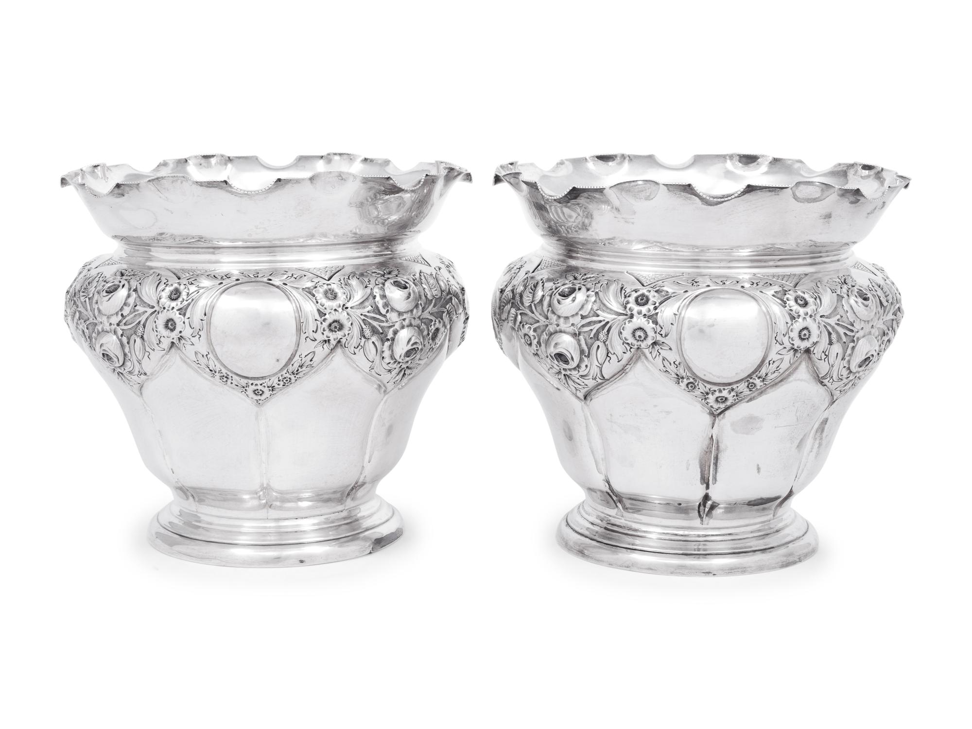 A Pair of Edwardian Silver Jardinieres