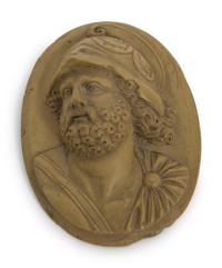 Two Italian Carved Portrait Plaques Depicting Ajax