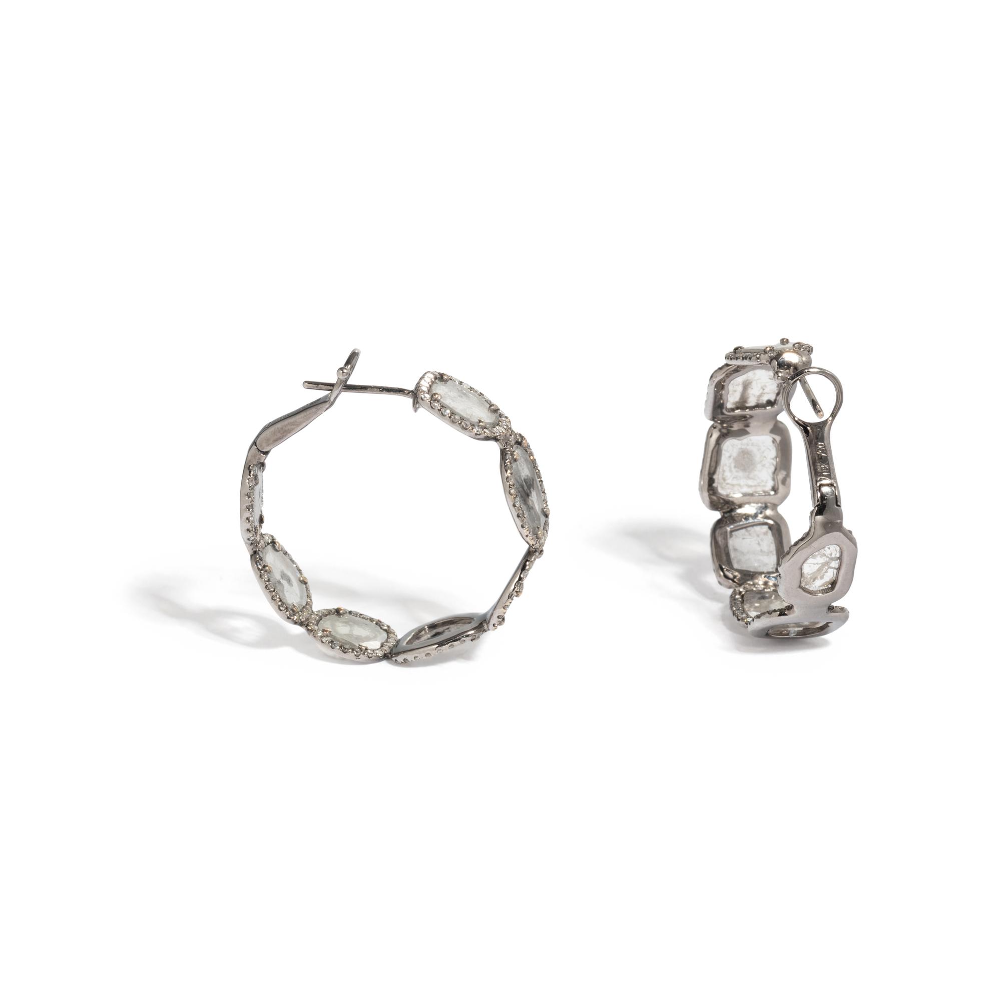 WHITE GOLD AND DIAMOND HOOP EARRINGS