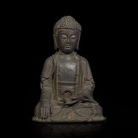 A Chinese bronze figure of a seated Buddha 銅佛造像一件 Ming dynasty ?