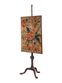 An English Needlepoint and Mahogany Fire Screen