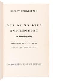 SCHWEITZER, Albert (1875-1965). Out of My Life and Thought. An Autobiography . New York: Henry Holt and Company, 1949.