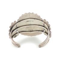 Sterling Silver and Coral Cluster Cuff Bracelet