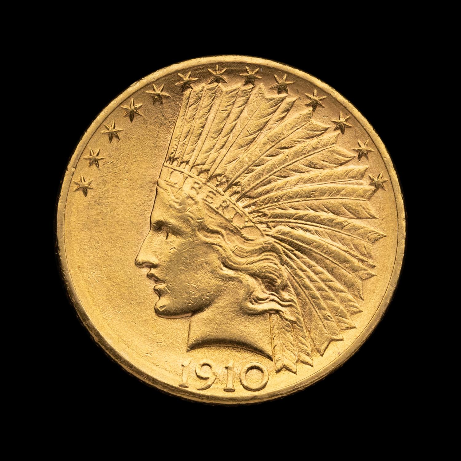 A 1910-D Indian Head $10 Gold Coin
