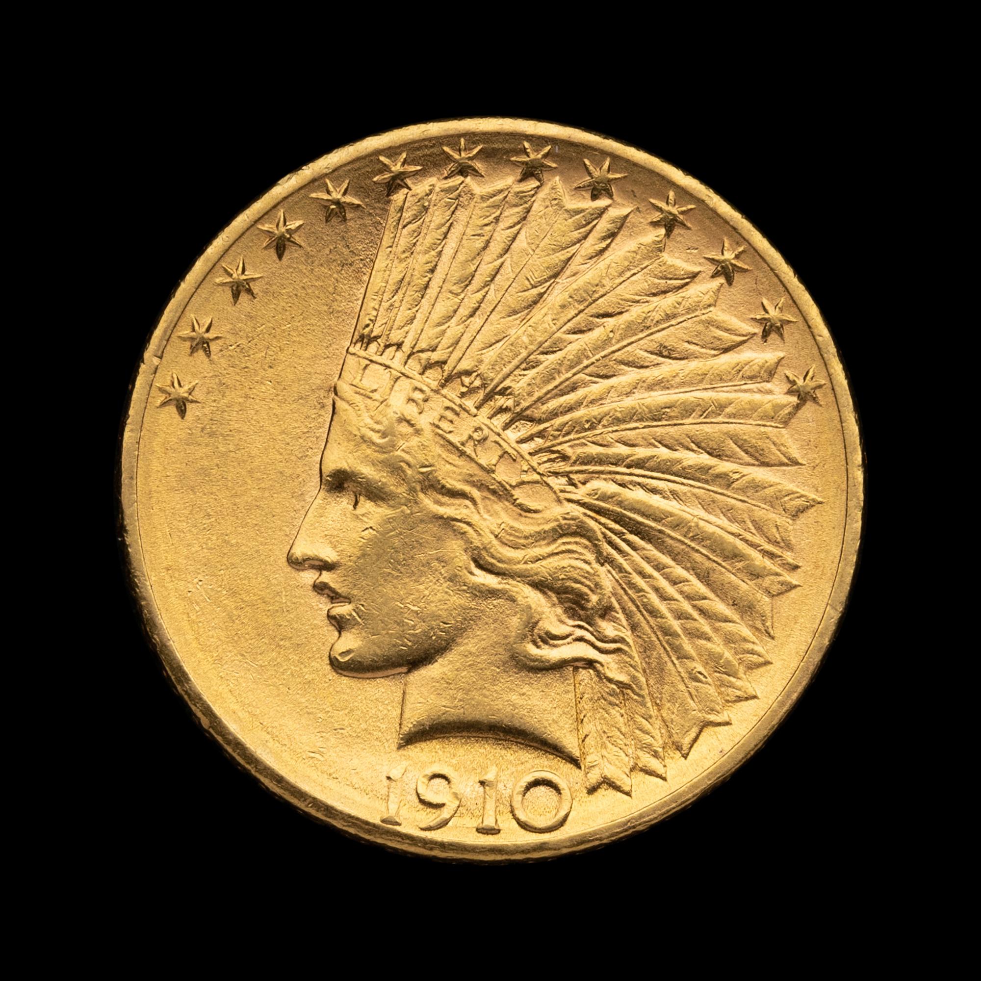 A 1910-D Indian Head $10 Gold Coin