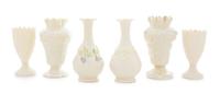 Three Pairs of Belleek Vases Height of tallest 7 inches. — THIRD BLACK MARK THROUGH SEVENTH GOLD MARK (1926-1993)