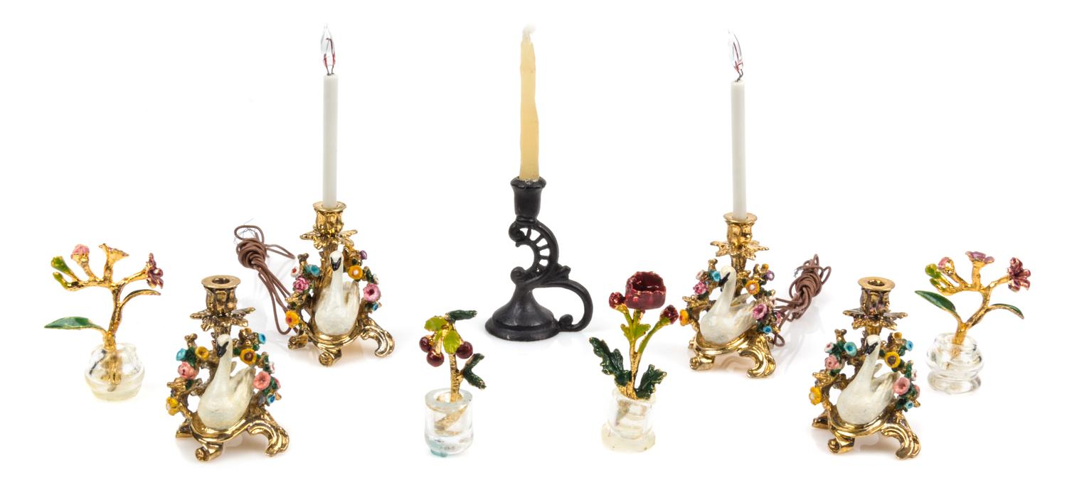 Eight Gilt Metal and Enameled Articles Height of tallest 2 inches. — Eugene Kupjack and Harry Smith