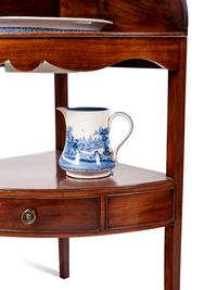 A George III Mahogany Corner Wash Stand with Basin and Pitcher