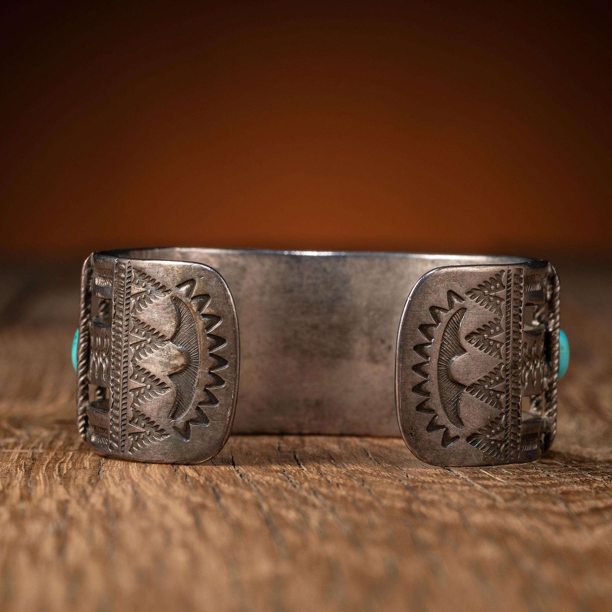 Navajo Silver and Turquoise Cuff Bracelet