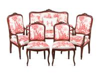 A Louis XV Style Walnut Five-Piece Seating Suite
