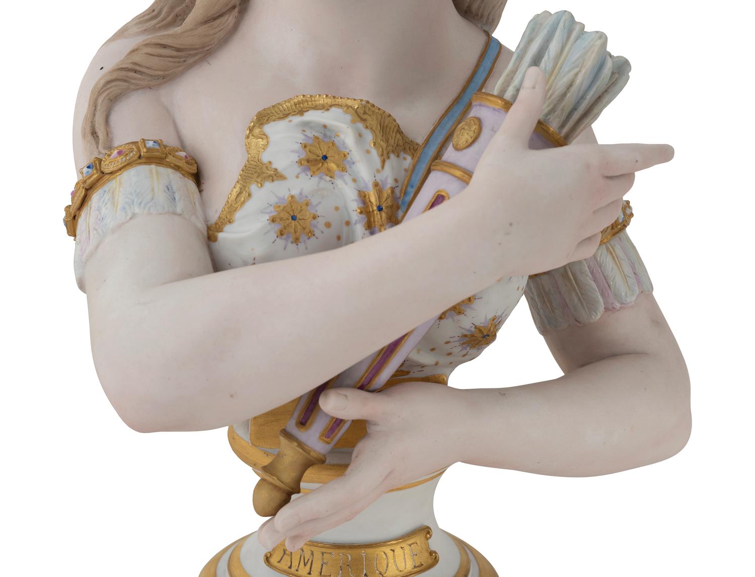 A Paris Porcelain Bust of a Woman Personifying the Americas
