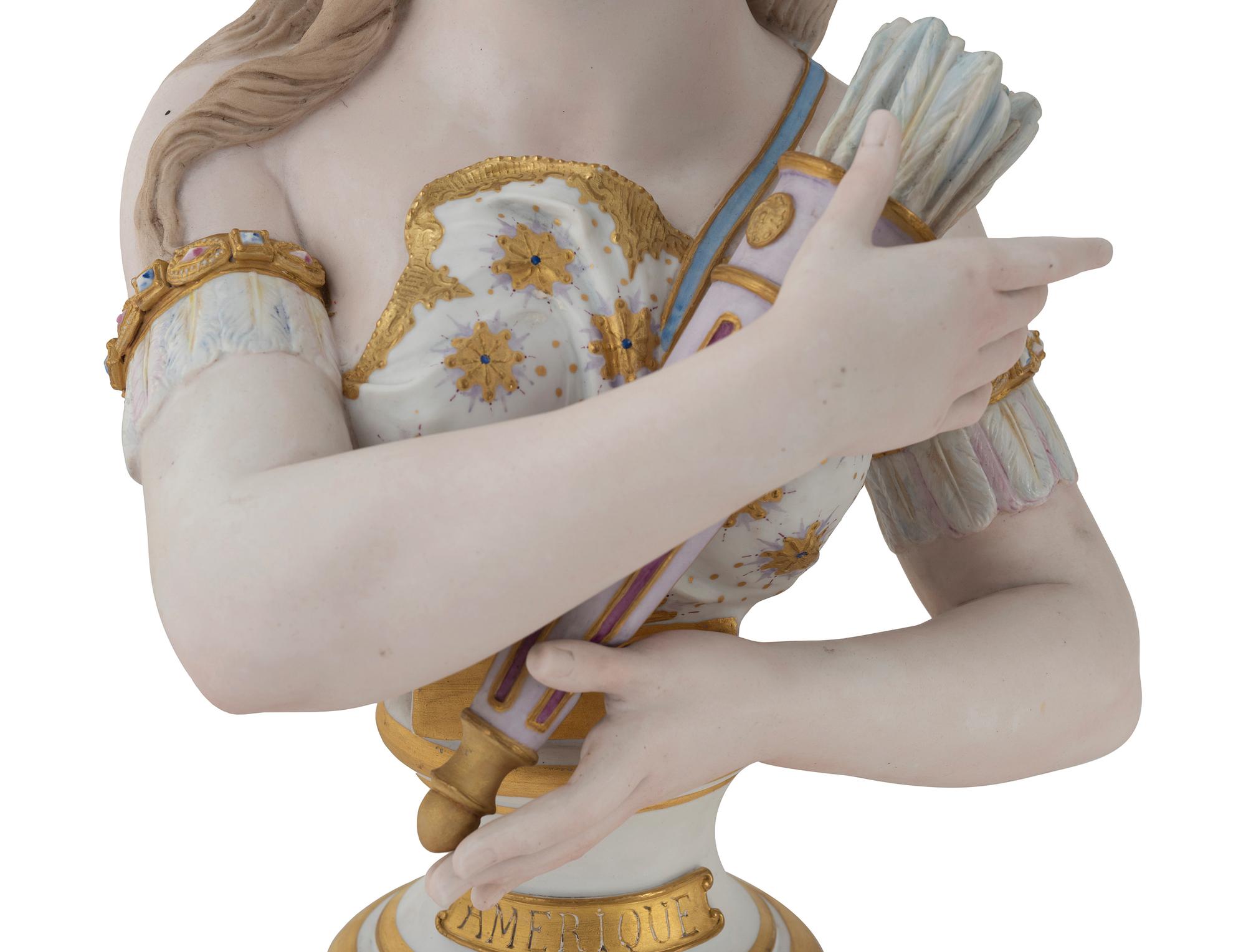 A Paris Porcelain Bust of a Woman Personifying the Americas