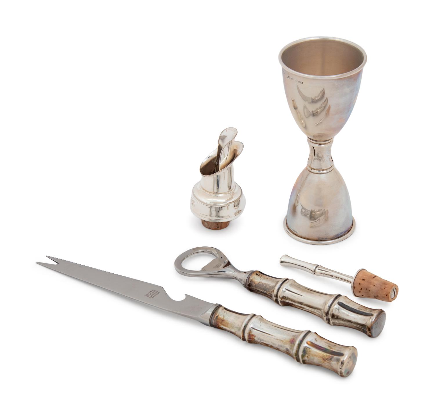 A Group of Four Tiffany & Co. Silver Bamboo Pattern Bar Articles