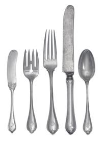An American Silver Partial Dinner Service, Towle Silversmiths, Newburyport, MA, Old Newbury pattern, comprising: 3 dinner knives 11 but