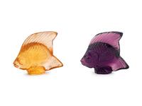 Two Lalique Colored Glass Fish — 20TH CENTURY