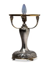 A Pairpoint Reverse-Painted Glass Puffy 'Lily' Table Lamp
