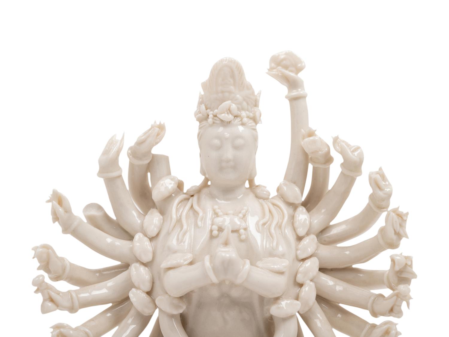 A Chinese Blanc-de-Chine Porcelain Figure of Guanyin