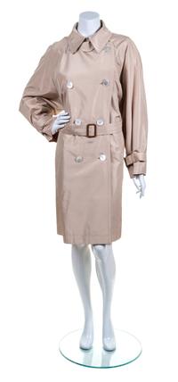 An Hermes Khaki Double Breasted Trench Coat, Size 40.