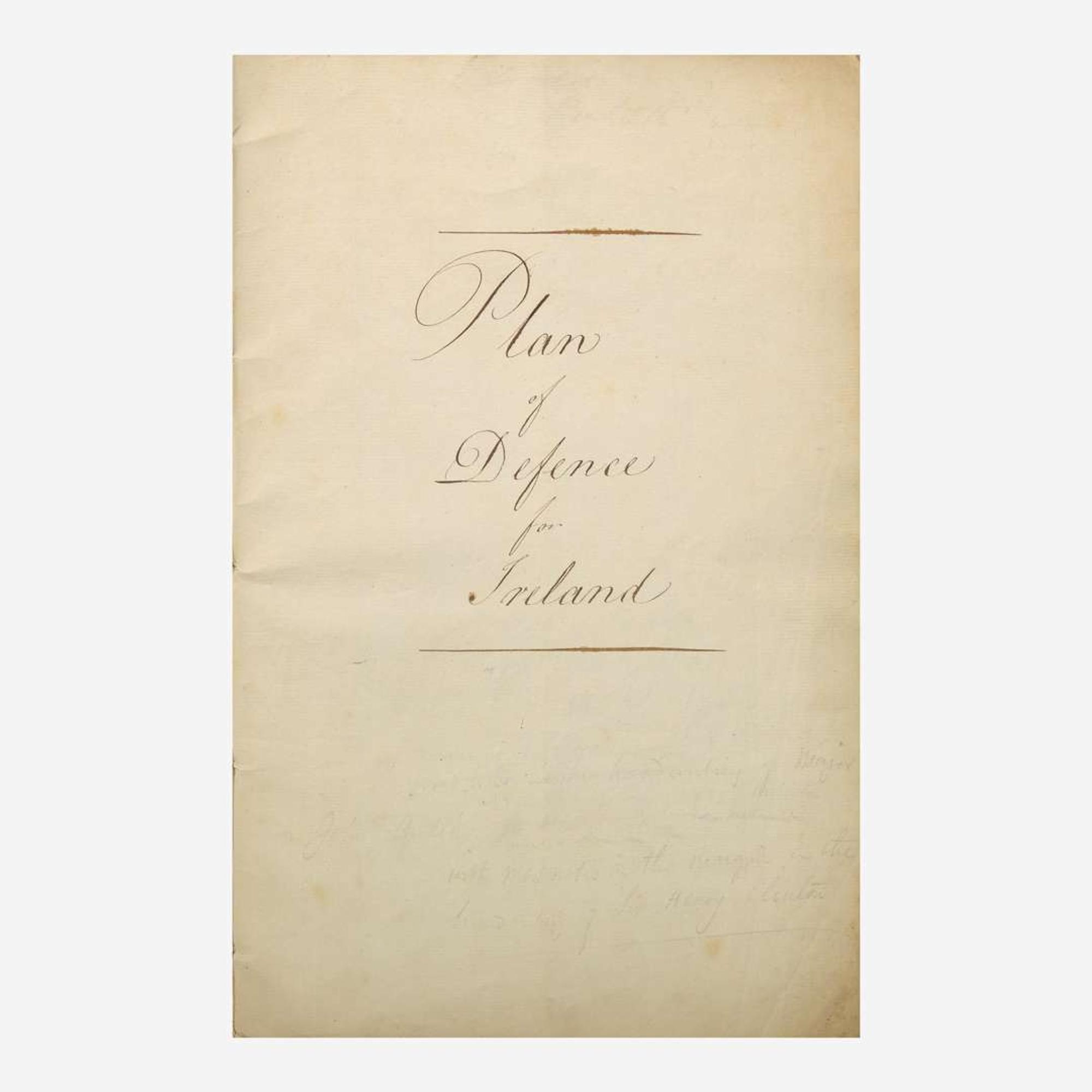 [American Revolution] [Clinton, Henry] (Dundas, David) Plan of Defence for Ireland