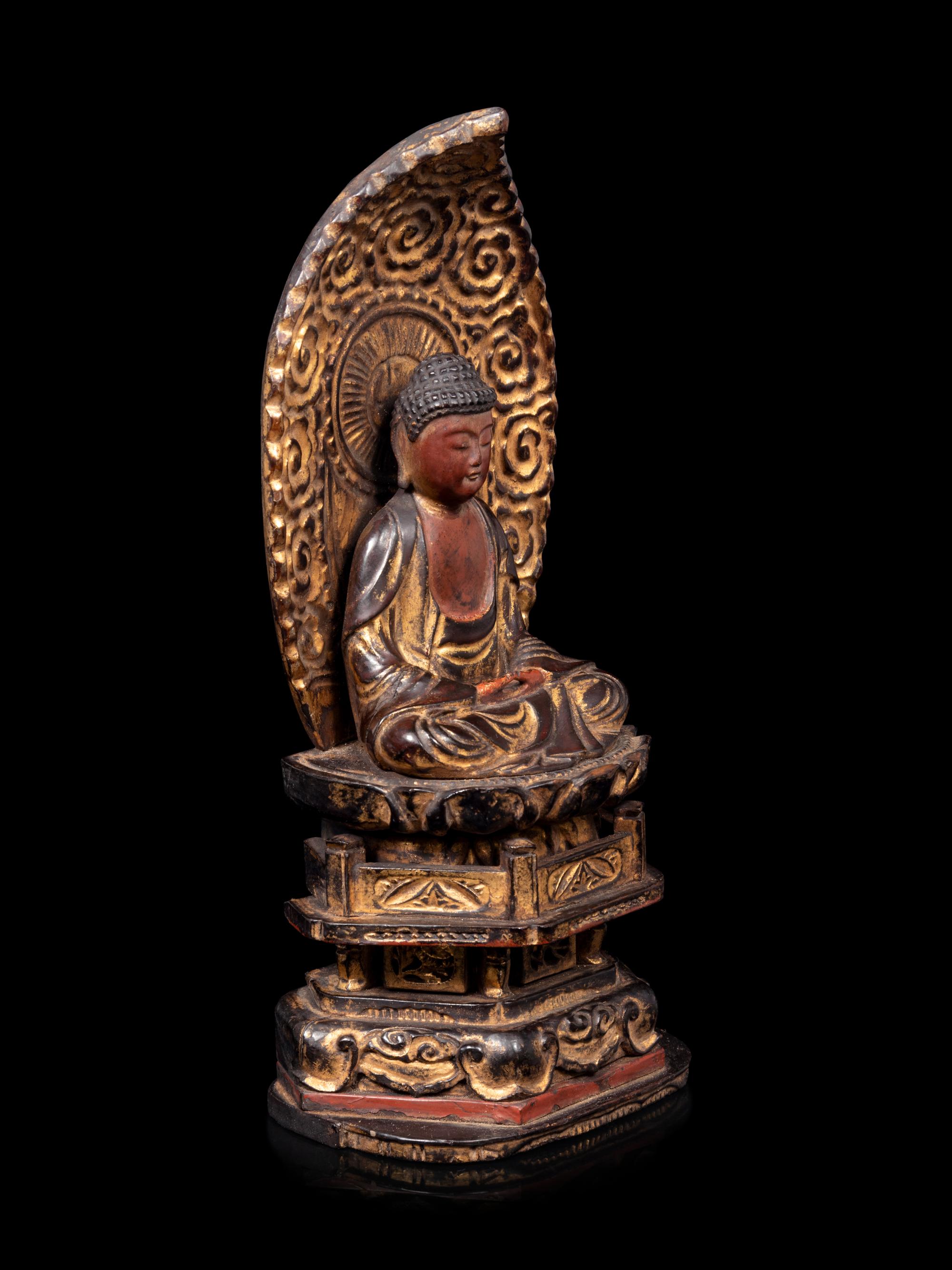 A Gilt Wood Figure of Buddha Shakyamuni