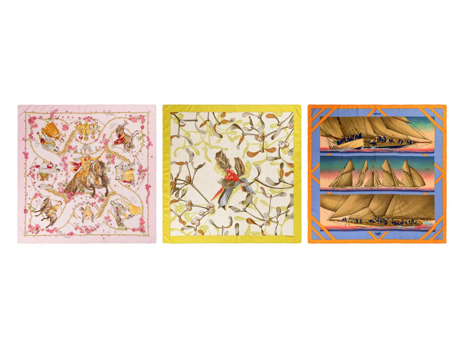 Three Hermès Silk Scarves