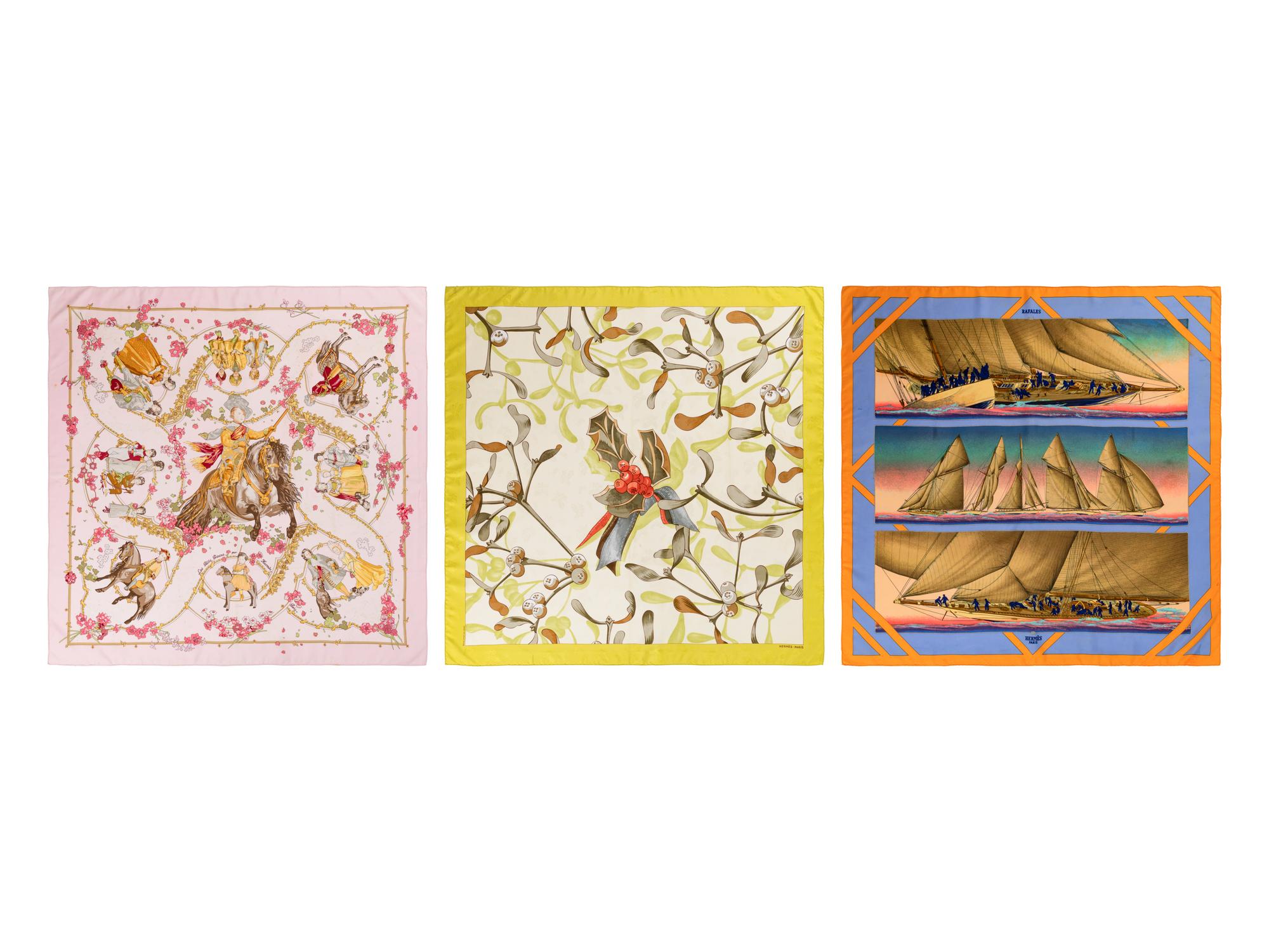 Three Hermès Silk Scarves