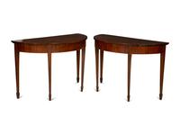 A Pair of George III Mahogany Demilune Console Tables