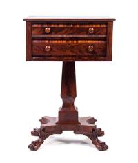 An American Mahogany Writing Table, Height 30 3/4 x width 21 x depth 17 3/4 inches.