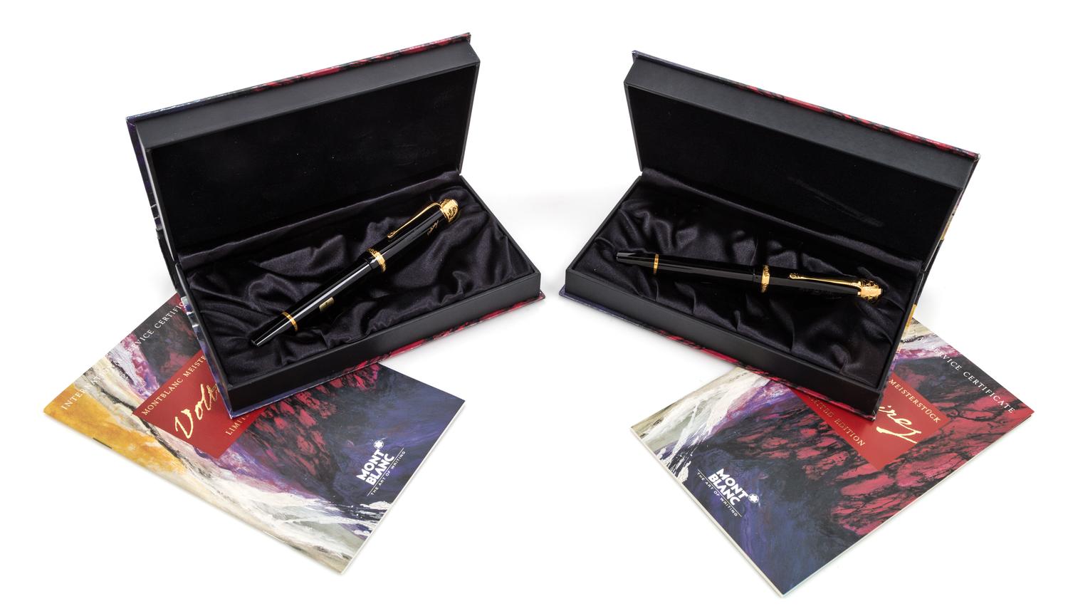 A Pair of Montblanc Meisterstuck Voltaire Limited Edition Fountain Pens