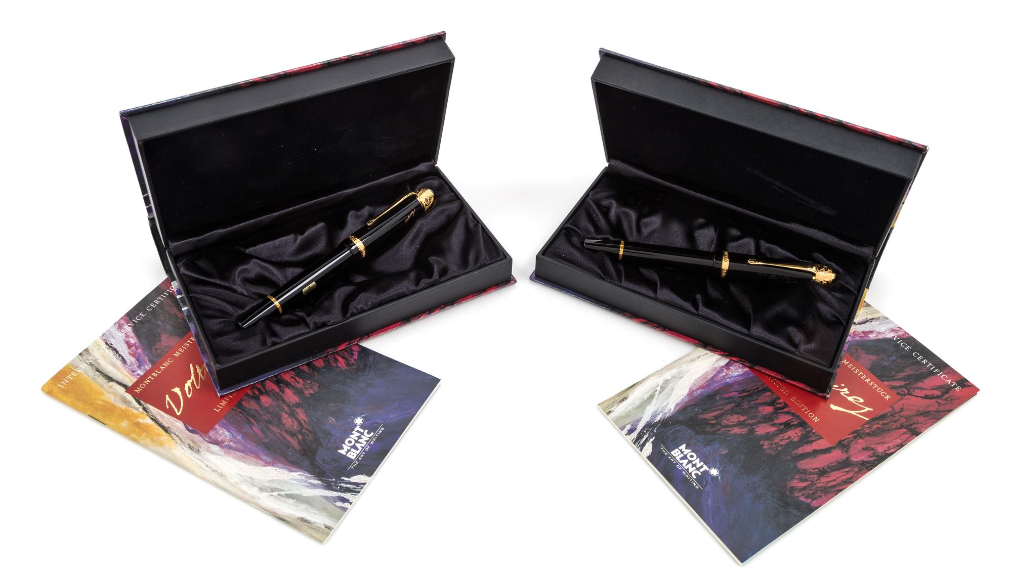 A Pair of Montblanc Meisterstuck Voltaire Limited Edition Fountain Pens