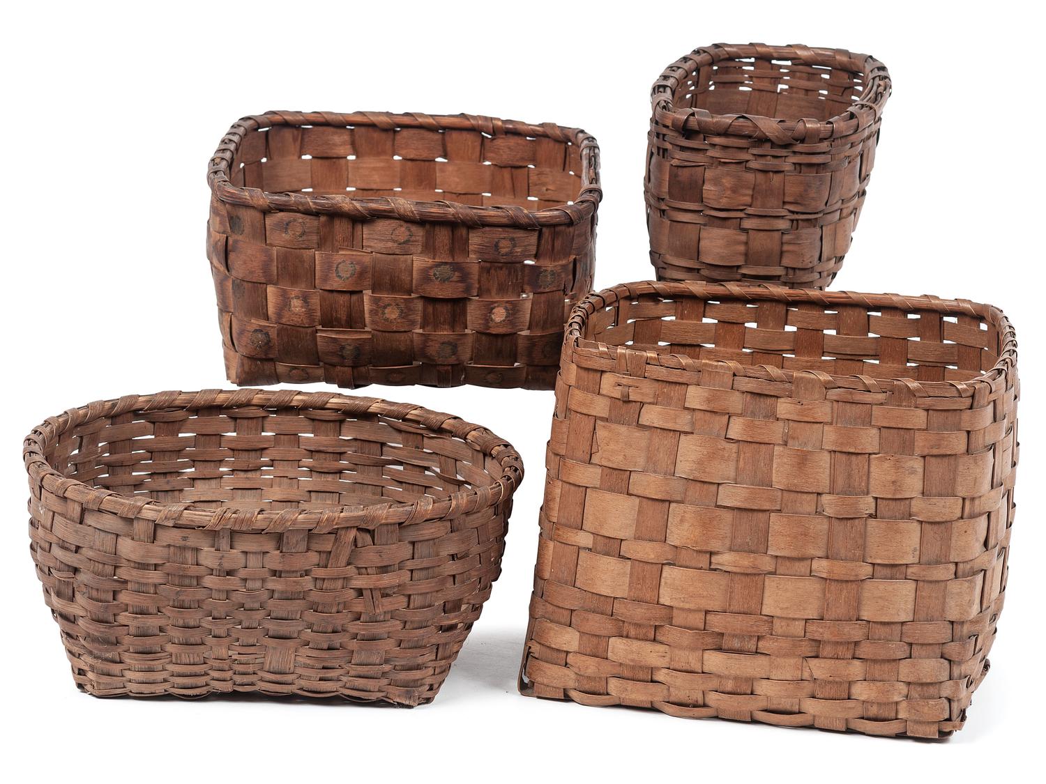 Northeastern Split Ash Baskets, with Potato Stamped Decorations