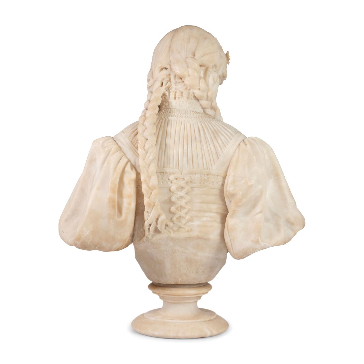An Italian Carved Alabaster Figure of a Young Lady