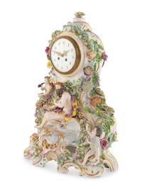 A Höchst Porcelain Mantel Clock