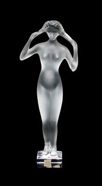 A Lalique Molded and Frosted Glass Figure Height 13 3/4 inches.